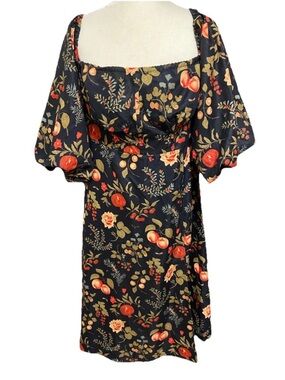 NWT Cider Fruit & Floral square neck Off-shoulder puff sleeve Dress Curve XL